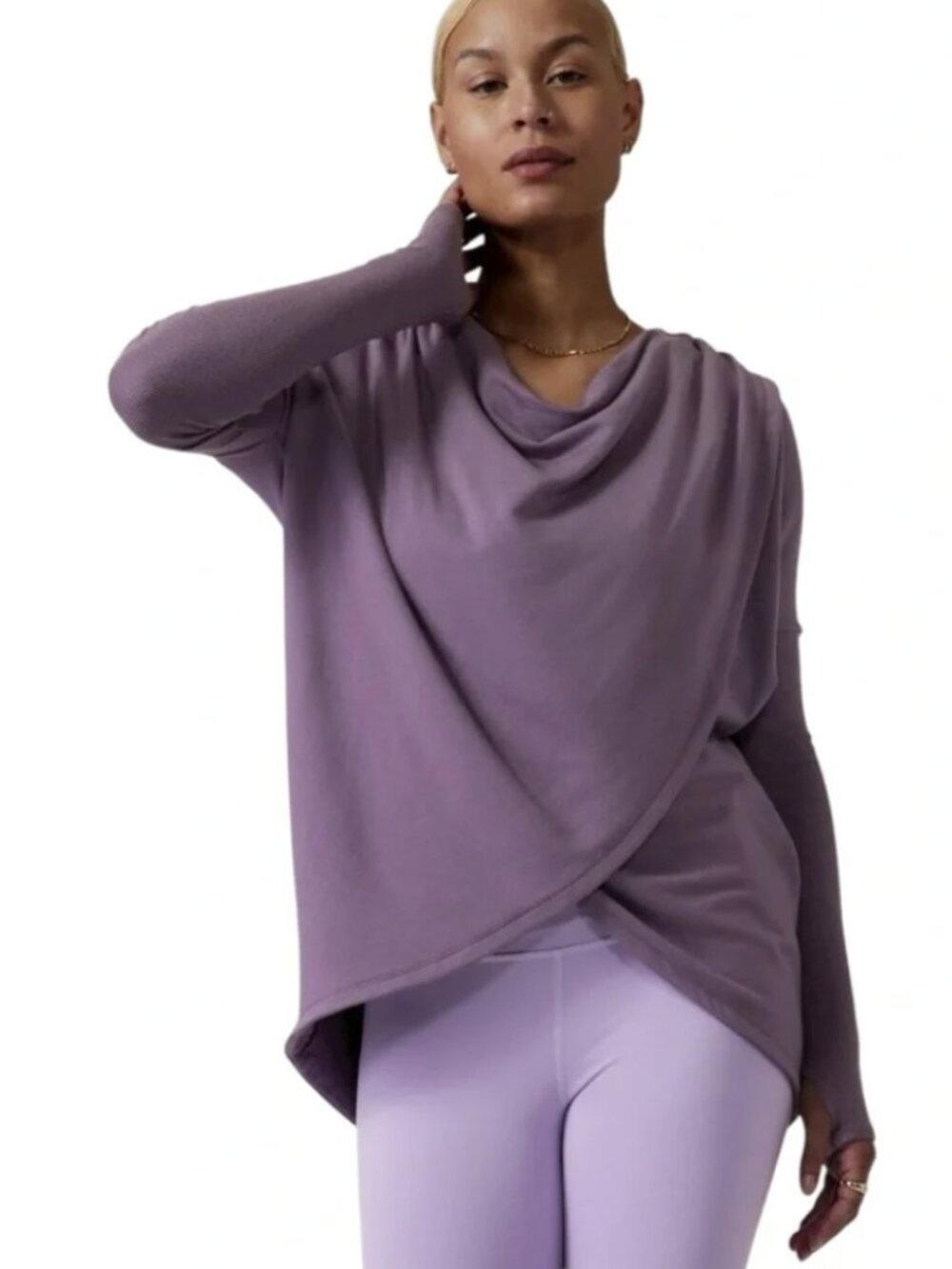 Athleta Purana Wrap Oversized Hoodie Sweatshirt In Purple Women's size XS